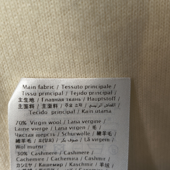 Valentino Beige Long Sleeve Top with Black Lace Wool + Cashmere Size L - Picture 12 of 13